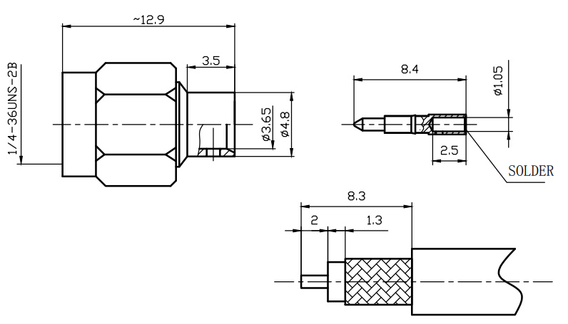 SMA-male коннектор RG141 RG402 MyCell