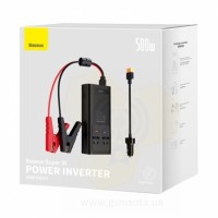 Автомобильный инвертор Baseus 500W с 2-мя розетками на 220V + USB +Type-C фото 1 — GSM Sota