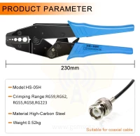 Обжимной инструмент HS-05 набор RG58, 59, 6, 174, 8, 11, 233 фото 3 — GSM Sota